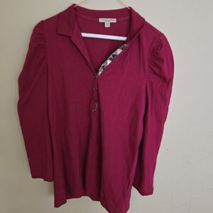 Burberry Burgundy Button-Up Shirt
